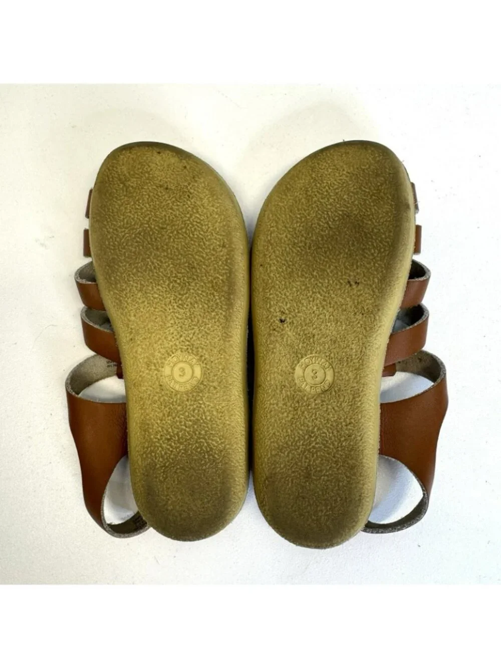 Saltwater Sun-San Sailor Woven Brown Leather Sandals Unisex Big Kids Size 3